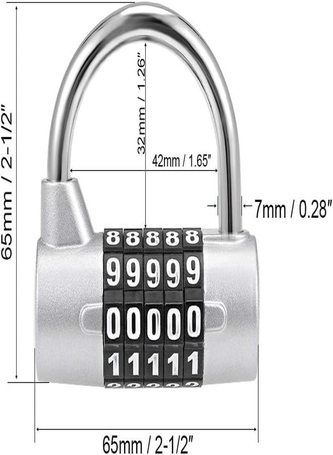 Sevia 5 Digit Combination Gym Cabinets Password Lock Tool Box Door Padlock for School, Employee, Gym & Sports Locker, Gate, Case, Toolbox, Fence (Silver) - Image 2
